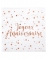 20 serviettes papier joyeux anniversaire rose gold à motifs étoiles roses