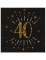 10 serviettes papier joyeux anniversaire 40 noir et or avec étoiles dorées