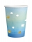 8 Gobelets en carton oh baby bleu et or 250 ml cœurs et étoiles dorés