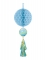 Suspension en papier alvéolé oh baby bleu et or avec tassel 75 cm déco baby shower