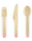 18 couverts en bois rose avec cœur 16 cm jetables