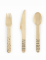 18 couverts en bois motifs noirs 16 cm originaux
