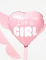 Gros plan du ballon aluminium cœur it s a girl pour baby shower