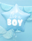 Gros plan du ballon aluminium étoile it s a boy pour baby shower bleu