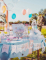 Mise en situation sur une table de fête de la guirlande 11 fanions fille ou garçon pour gender reveal