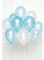 Bouquet de 10 ballons en latex bleu 27 cm avec confettis