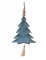 Suspension sapin en velours bleu 22 cm, tassel ivoire et perles