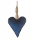 Suspension cœur en velours bleu marine 15 cm pour Noël