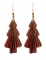 2 suspensions origami sapins rouges 13 cm aux bords dorés
