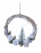 Couronne à suspendre sapin et pommes de pin givrées 28 cm naturelle et polaire