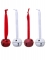 4 suspensions grelots blancs et rouges avec ruban 4 cm pour sapin