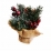 Composition de Noël baies rouges et sapin enneigés dans pot en jute 15 cm
