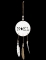 Suspension en bois Noël boho et plumes 28 cm blanc et doré