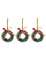 3 suspensions couronnes de sapin 5 cm avec noeud rouge