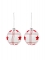 2 boules en verre blanches avec étoiles rouges 8 cm pour sapin