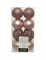 Vue de face de la boîte de boules de Noël pour décoration rose gold brillantes et mates