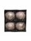 Vue dans leur boîte des boules de Noël paillettes rose et or avec perles