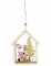 Suspension en bois maison du Père Noël rose 13 x 11 cm à paillettes