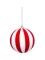 Boule de noël rayée rouge et blanche 8 cm en fausse fourrure