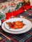 Gros plan sur l assiette avec la serviette en papier fleur de Noël poinsettia