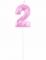 Détail du chiffre 2 de la bougie chiffre pour anniversaire rose pastel effet diamant