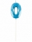 Vue de face du chiffre 0 de la bougie chiffre pour anniversaire bleue effet diamant