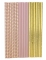 22 pailles en carton rose poudré et or 19,5 cm pour anniversaire
