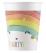 8 gobelets en carton rainbow party 200 ml arc-en-ciel