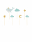 7 cake toppers baleine bleu ciel 11 x 14 cm doré nuage