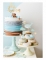 Mise en situation du cake toppers baleine bleu ciel et doré avec nuage