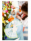 Détail de la décoration de table avec les serviettes en papier lapin blanc et or