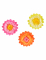 3 grandes fleurs géantes en papier rose, jaune et orange 35 cm à suspendre