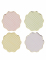8 assiettes carton lilas, rose, jaune, vert et or 23cm festonnées à carreaux pastel