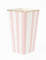 8 boîtes à pop corn rose pastel et blanche 12,5 x 7 cm en carton rayé doré