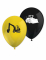 8 ballons latex engins de chantier noirs et jaunes 30cm