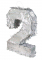 Piñata holographique argent chiffre 2 40 x 28 x 8 cm pour anniversaire