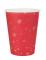 10 gobelets en carton rouge flocon d'or 27 cl pour table