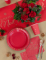 Vue d ensemble de la table de Noël des gobelets en carton flocon d or pour table