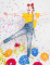Mise en situation du canon à confettis en papier bandes multicolores