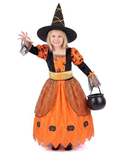 Déguisement sorcière orange fille Halloween