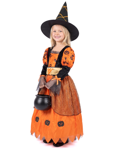 Déguisement sorcière orange fille Halloween