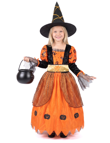 Déguisement sorcière orange fille Halloween