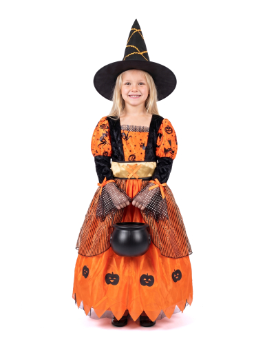 Déguisement sorcière orange fille Halloween