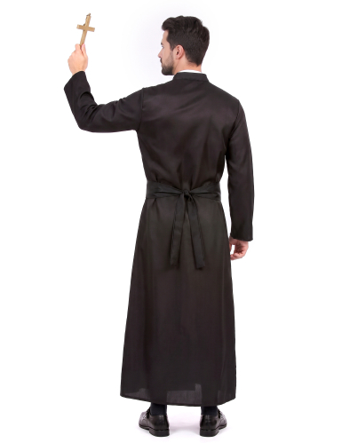 Déguisement prêtre avec col blanc homme