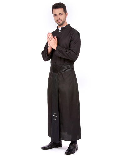 Déguisement prêtre avec col blanc homme