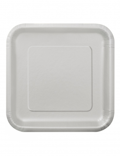 14 assiettes carrées en carton argent 23 cm jetables