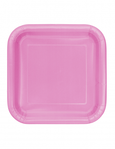 14 grandes assiettes en carton roses carrées 23 cm