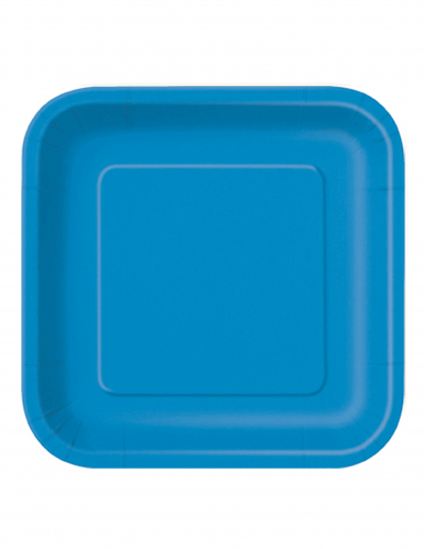 16 petites assiettes carrées en carton bleues 18 cm pour dessert