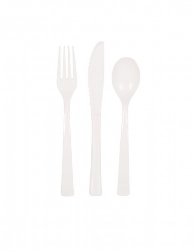 18 assortiments de couvert en plastique blanc 18 pièces