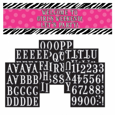 Bannière personnalisée zèbre rose avec lettres
